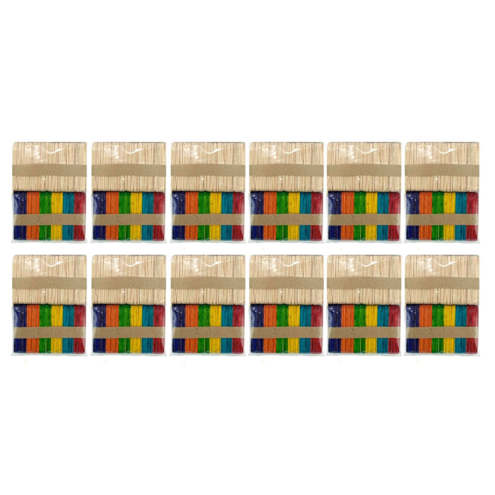 1200 Pcs Popsicle Sticks Bulk Craft Flat Natural Wood Multi Color 2 1/2" x 3/8"
