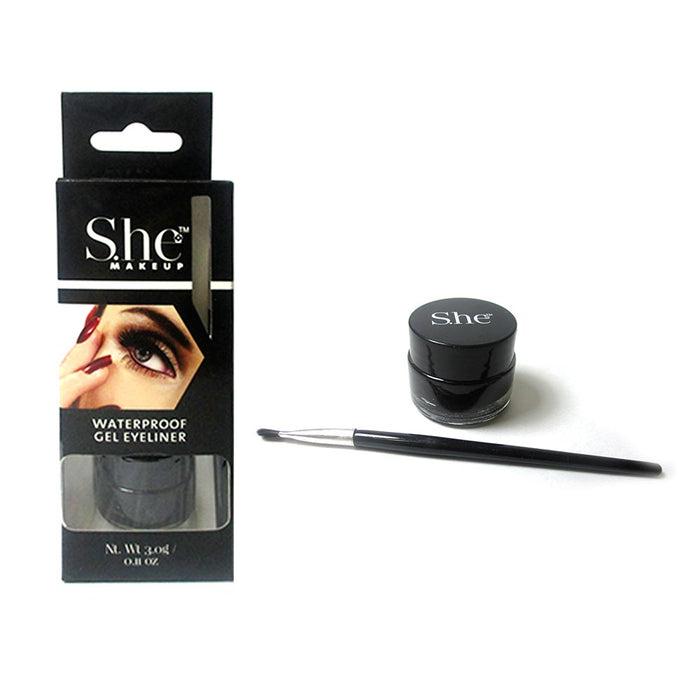 2 Black Gel Eyeliner Liquid Waterproof Brush Pen Pencil Smokey Eye Liner Make Up
