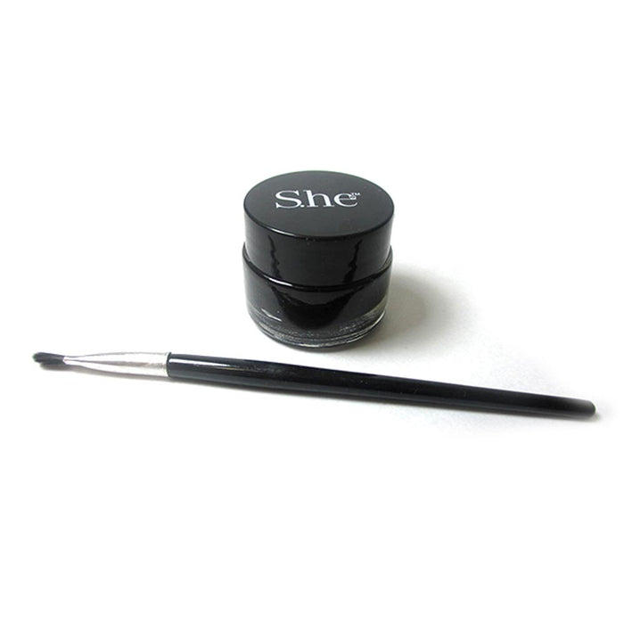 2 Black Gel Eyeliner Liquid Waterproof Brush Pen Pencil Smokey Eye Liner Make Up