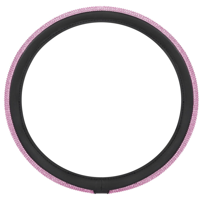 Luxury Steering Wheel Cover Black Pink Diamonds Car Grip Auto High Quality 15"