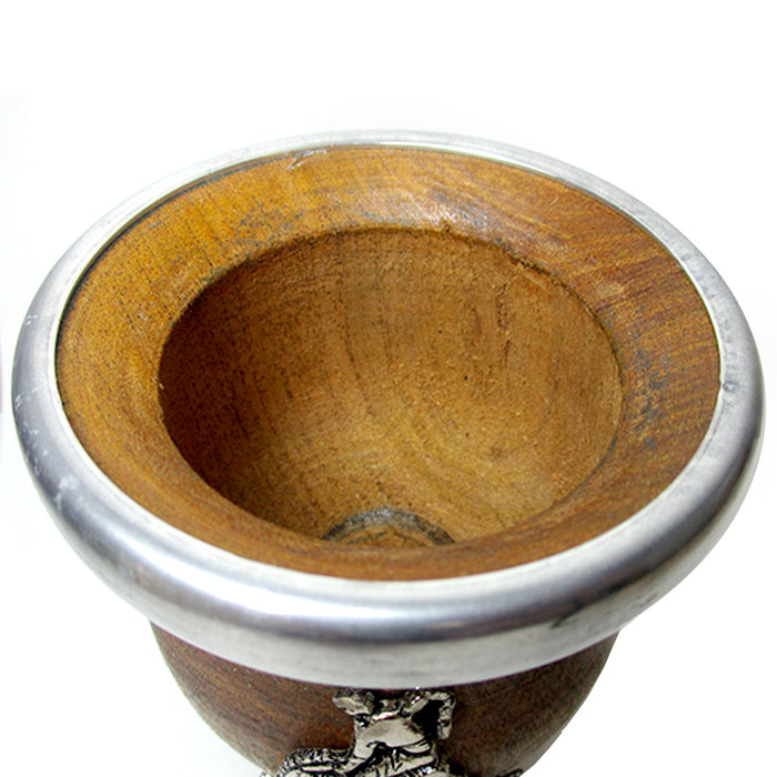 ARGENTINA MATE GOURD CUP ALGARROBO WOOD YERBA TEA BOMBILLA STRAW DRINK SET 5713