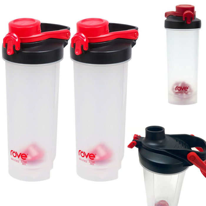 2 Shaker Bottles Protein Shake Mixer Blender Cup Leak Proof Fitness Sports 28 Oz