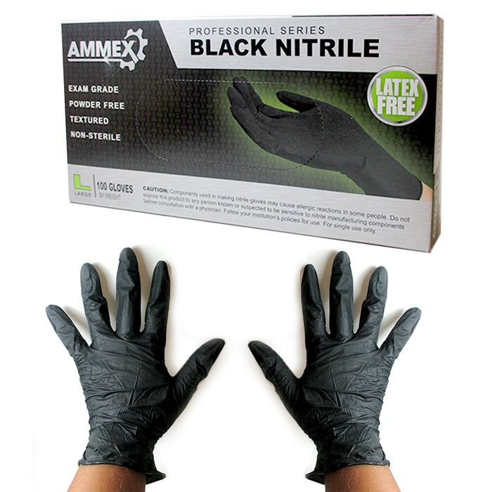 100 Nitrile Disposable Gloves Powder Free Non Latex Food Grade Clean Large Black