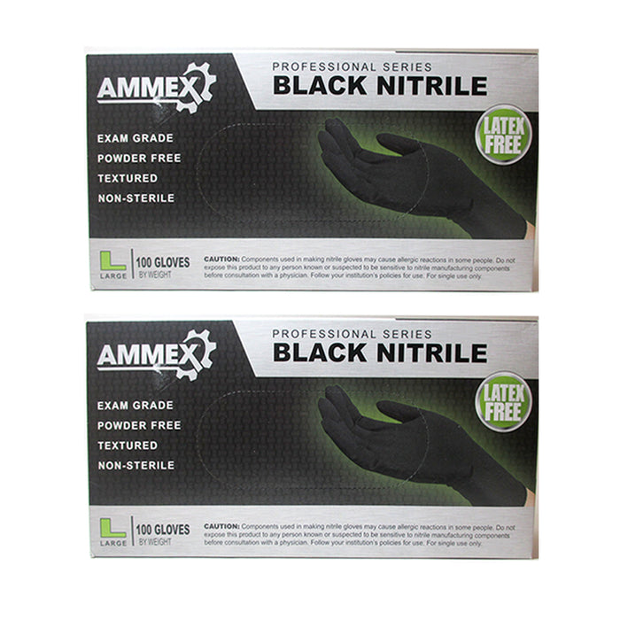 200 Nitrile Disposable Gloves Powder Free Non Latex Food Grade Clean Large Black