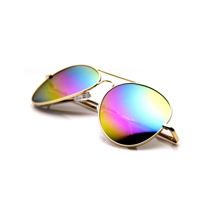 Pilot Sunglasses Rainbow Lens Metal Frame Vintage Fashion Retro Shades UV400 New
