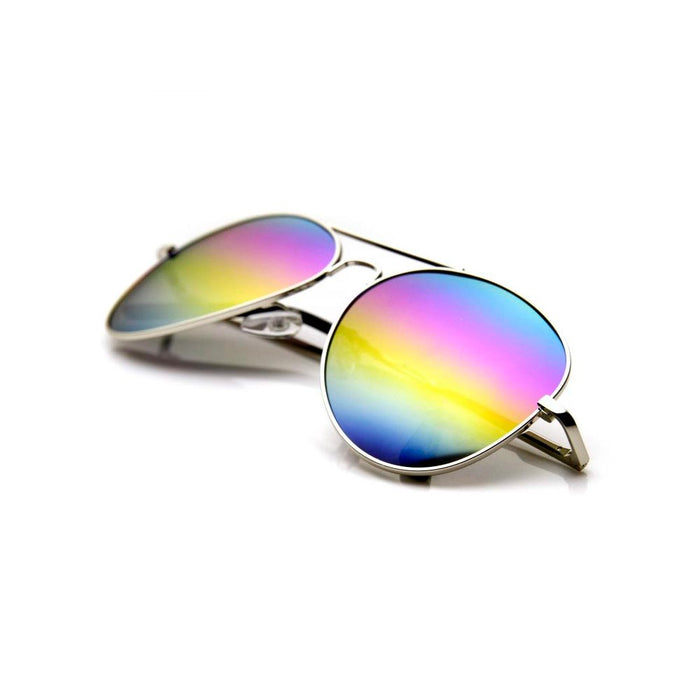 Pilot Sunglasses Rainbow Lens Metal Frame Vintage Fashion Retro Shades UV400 New