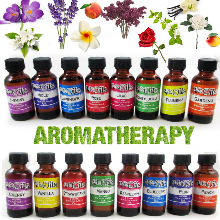 16 Bottles Aroma Therapy Oils Fruit Floral Scent Set Spa Home Fragrance Air 30ml