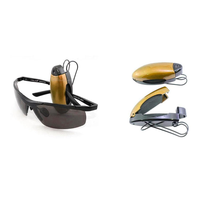 4pc Gold Black Car Sun Visor Clip Holders Sunglasses Reading Eyeglasses Card New