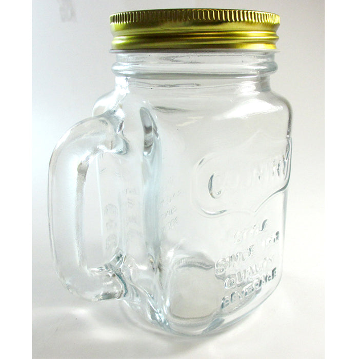 4 Mason Jar With Handle Lid Mug Rustic Bridal Wedding Drinking Glass 13.5 oz!