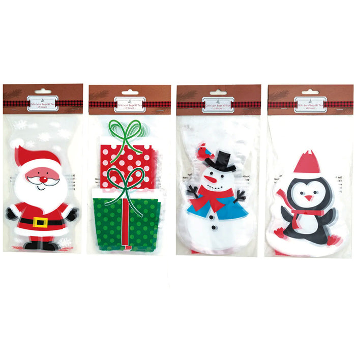 120 Pc Treat Bags Cello Christmas Xmas Cellophane Gift Baggies Candy Goodies Bag