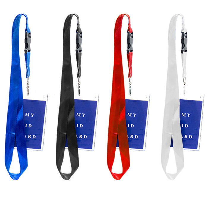 24 Pc Vertical ID Badge Card Holder Vinyl Case Clear Color Lanyard Neck Straps