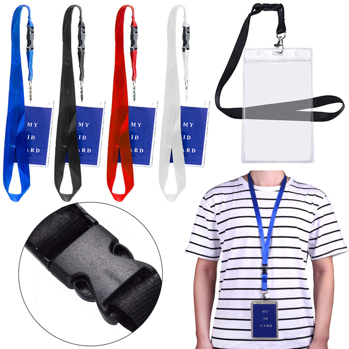 8 Pc Neck Strap Lanyard ID Name Badge Card Holder Vertical License Clear Case