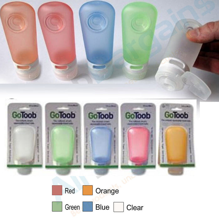 5 Pack Squeeze Bottles GoToob Humangear 2 oz Silicone Travel Tube Holder Cream !