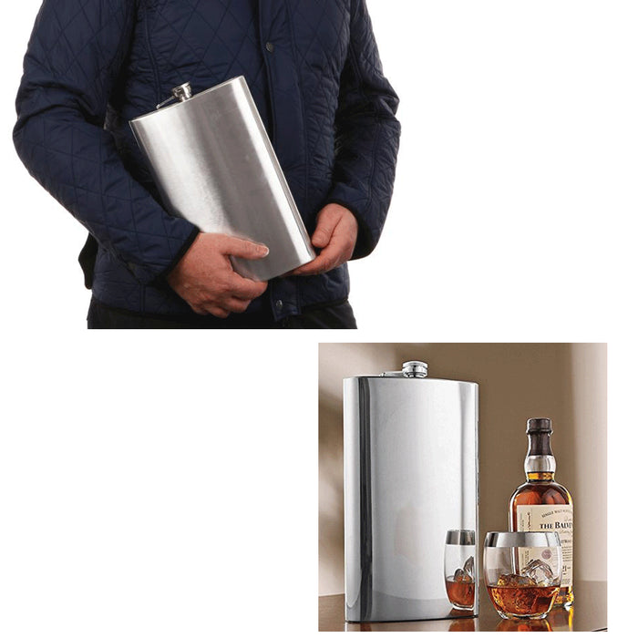 Jumbo Flask 64 oz Stainless Steel Alcohol Drink Cap Large Party Novelty Gift Bar