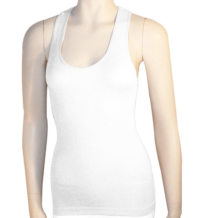 3 Women Seamless Cami White Racerback Tank Top Stretch Sleeveless Basic Sports
