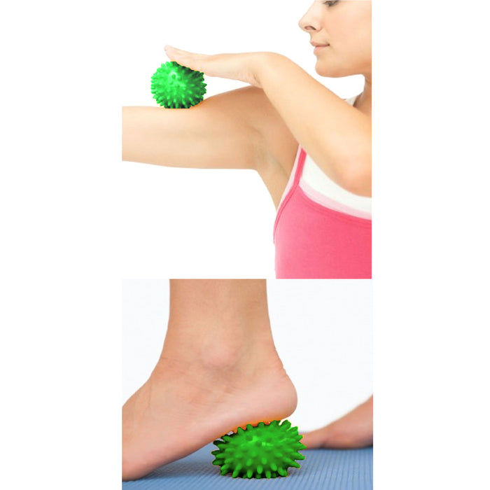 2 Pc Spiked Green Massage Fitness Yoga Exercise Gym Ball Rollers Hand Relief