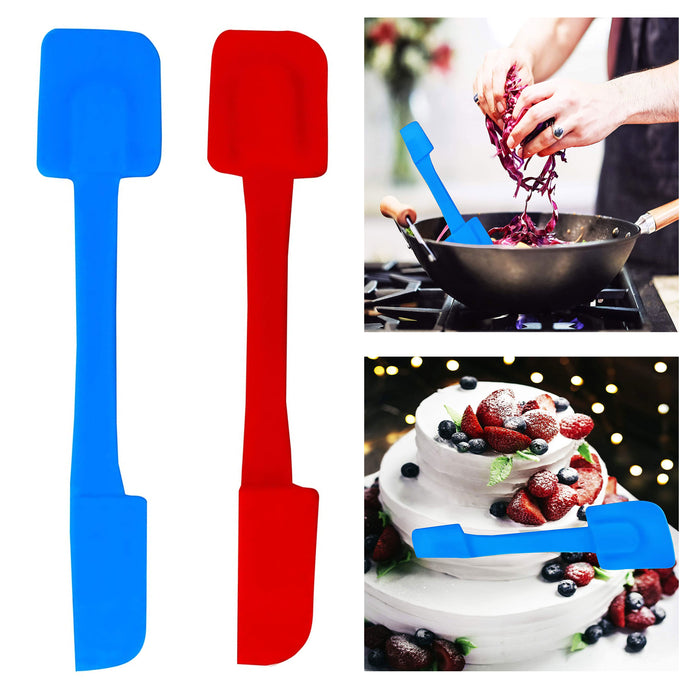 2pc Silicone Slim 2In1 Spoon Spatula Jar Scraper Cake Mixing Kitchen Tools Bake