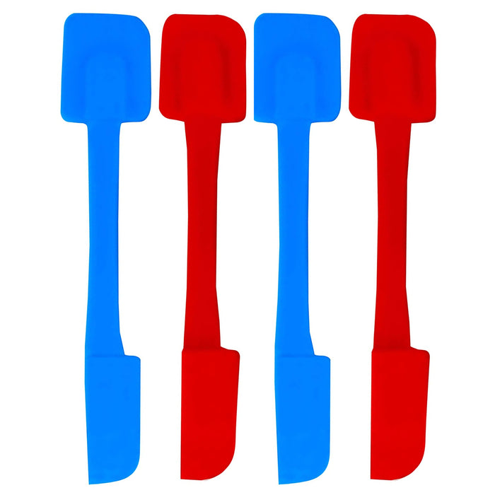 4 Silicone Slim Spatula Jar Scraper 2in1 Spoon 10" Heat Resist Cake Mixing Tool
