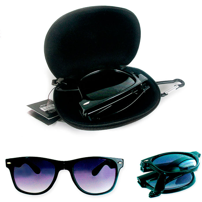 JetSetter Foldable Sunglasses Hardshell Case Portable Keyring 100% UVA UVB Black