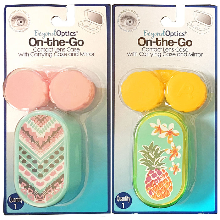 2 Packs Contact Lens Carrying Case Mirror Travel Kit Lens Container Storage Box
