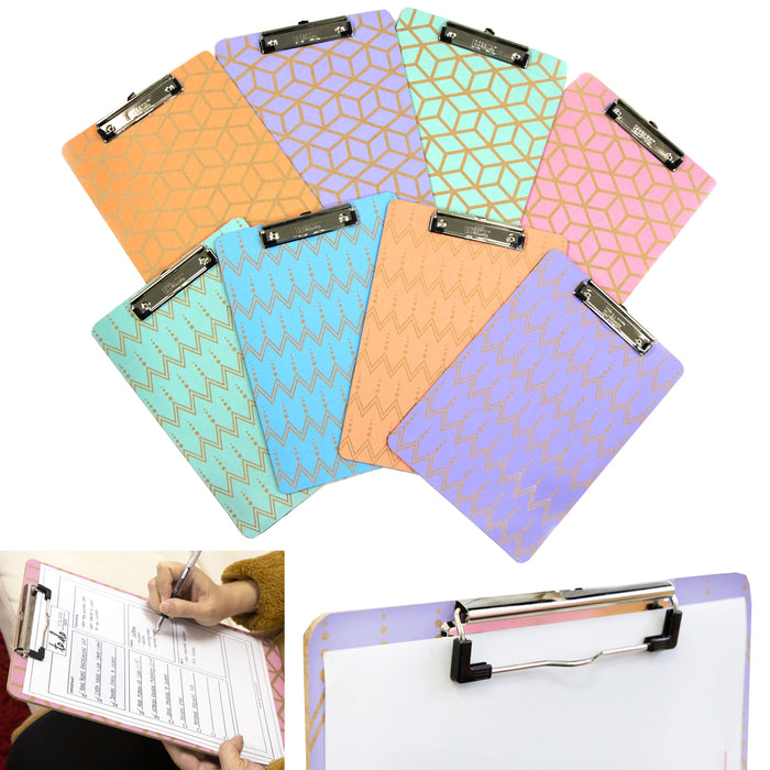 4 Pc Clipboards Standard Size Low Profile Clip Wooden Letter Paper Color Designs