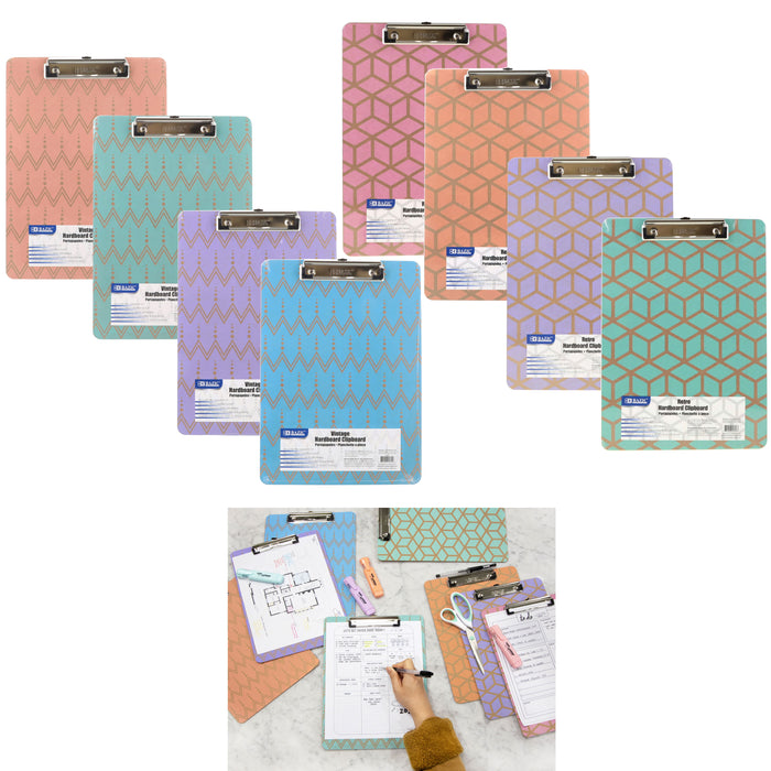 4 Pc Clipboards Standard Size Low Profile Clip Wooden Letter Paper Color Designs