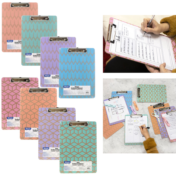 4 Pc Clipboards Standard Size Low Profile Clip Wooden Letter Paper Color Designs
