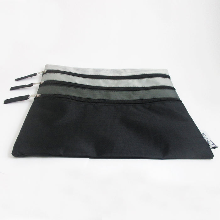 Triple Zippered Pouch Travel Cosmetic Bag Makeup Case Toiletry Coupon Organizer