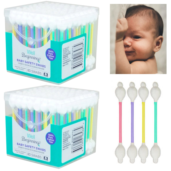 160ct Baby Safety Swabs Double Tip Pure Cotton Makeup Applicator Ear Cleaning
