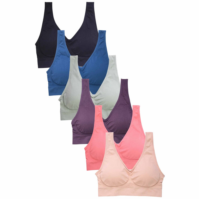 12 Women's Sports Bra Seamless Comfort Wire Free Yoga Fitness Stretch One Size