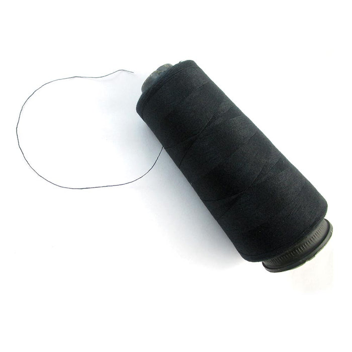 2 Black Sewing Machine Thread Spool 6000 Yards Polyester Upholstery Leather New