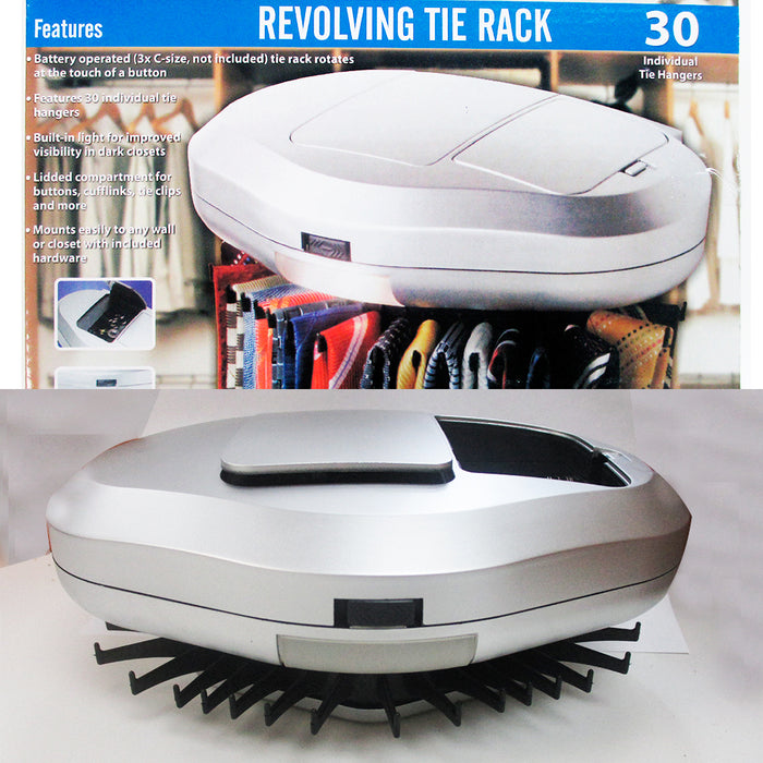 Revolving Electric Neck 30 Tie Rack Hanger Belt Organizer Hold Closet Led Light