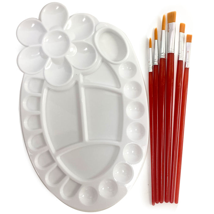 14 Pc Assorted Brush Set Artist Brushes Palette Paint Mixing Tray Kids Art Craft