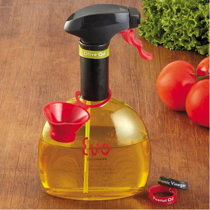 Evo Oil Trigger Spray Bottle for Olive Cooking Oils 18oz Kitchen Tool Funnel New