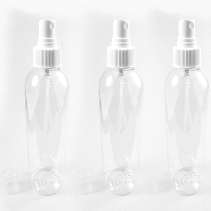 3 Pc Clear Empty Spray Bottle 8oz Plastic Mist with Cap Cover Sprayer Refillable