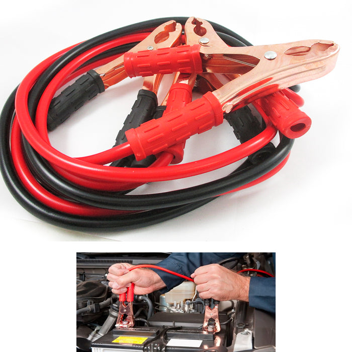 8ft Jump Cables 10 Gauge 300 AMP Booster Jumper Heavy Duty Car Van Clamps Start