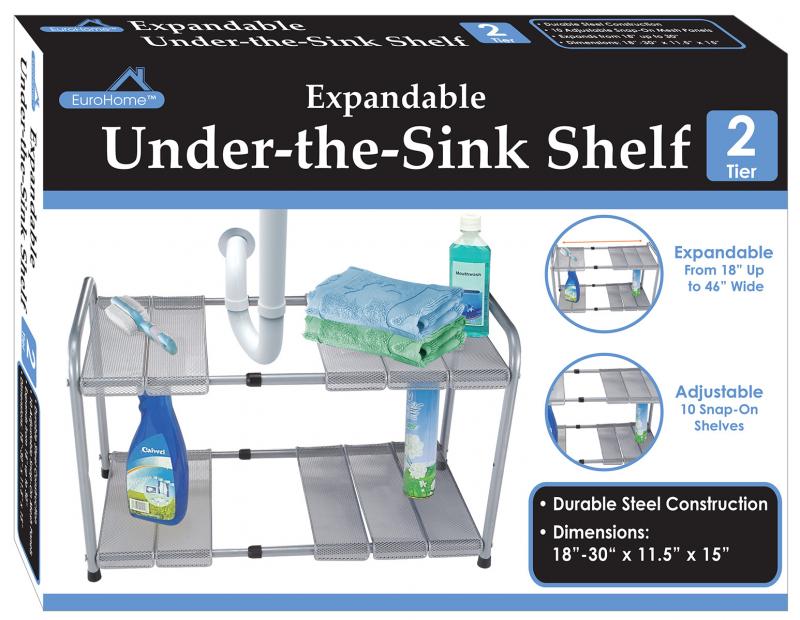 2 Tier Expandable Under The Sink Shelf - 18"-30" x 11.5" x 15" Bathroom Kitchen