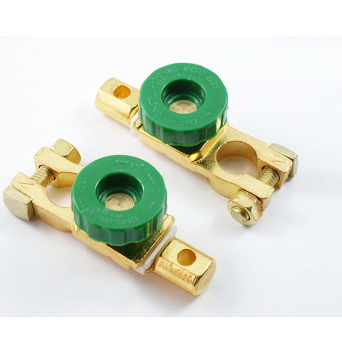 2 Auto Battery Link Terminal Quick Cutoff Disconnect Master Kill Switch Brass !!