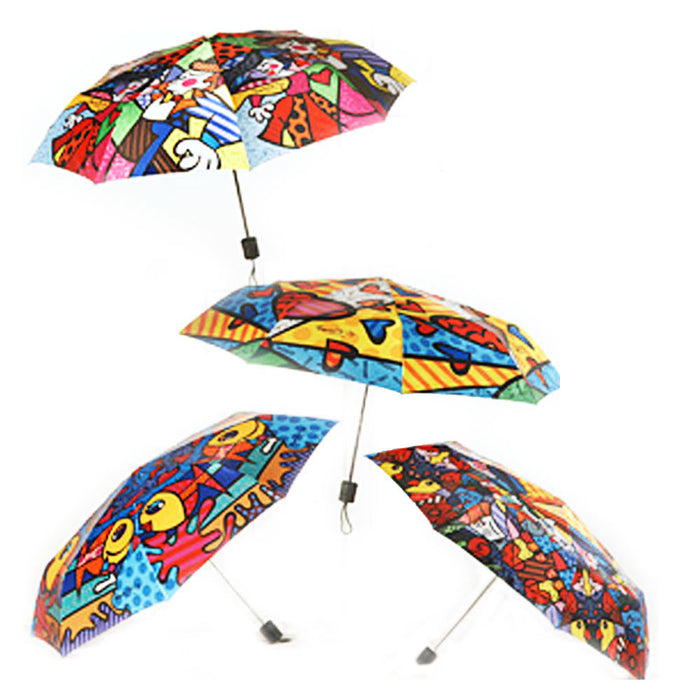 Romero Britto Umbrella Design Garden New Day Love Design Travel Folding Compact