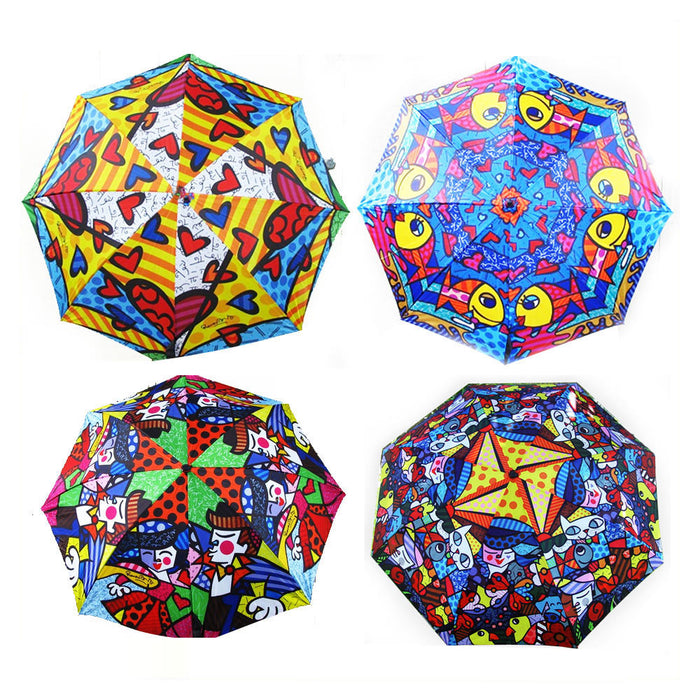 Romero Britto Umbrella Design Garden New Day Love Design Travel Folding Compact