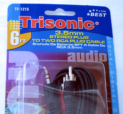 6 FT 3.5mm Aux Male Jack to AV 2 RCA Stereo Music Audio Cable MP3 iPod Phone New