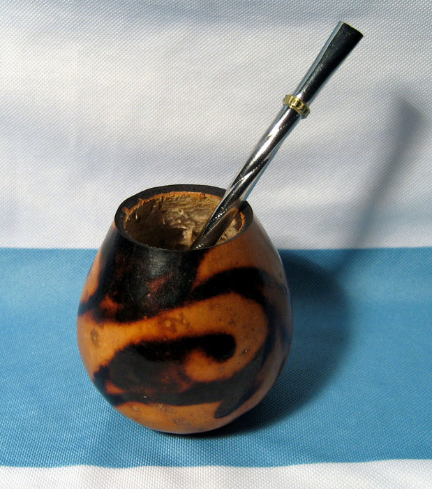 ARGENTINA MATE GOURD YERBA TEA WITH STRAW BOMBILLA HANDMADE HEALTHY DRINK 0041 !