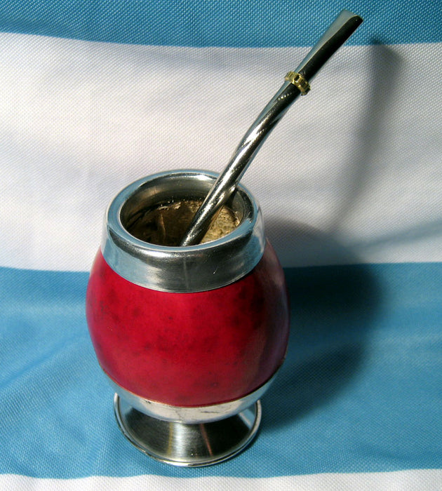 ARGENTINA MATE GOURD YERBA TEA CUP W/ STRAW BOMBILLA WEIGHT LOSS DRINK SET 0044