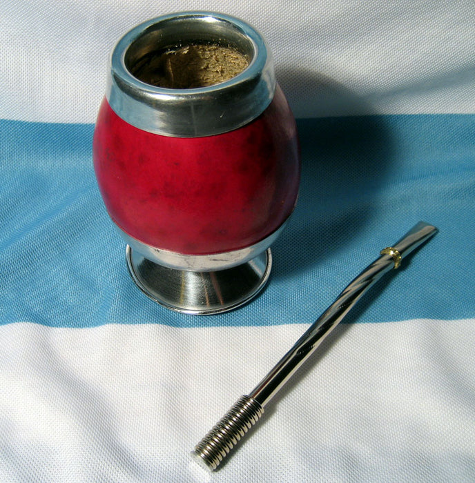 ARGENTINA MATE GOURD YERBA TEA CUP W/ STRAW BOMBILLA WEIGHT LOSS DRINK SET 0044