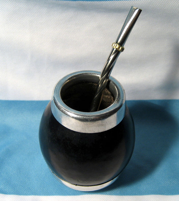ARGENTINA MATE GOURD CUP YERBA TEA WITH STRAW BOMBILLA ARTISAN HANDMADE NEW 0034