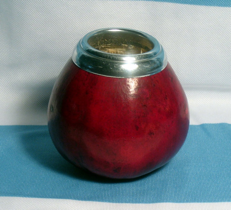 Mate Gourd Set Yerba Tea Cup W/ Bombilla Straw Argentina Silver Artisan Handmade