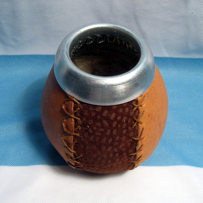 ARGENTINA MATE GOURD YERBA TEA CUP WITH STRAW BOMBILLA ARTISAN HANDMADE KIT 0143