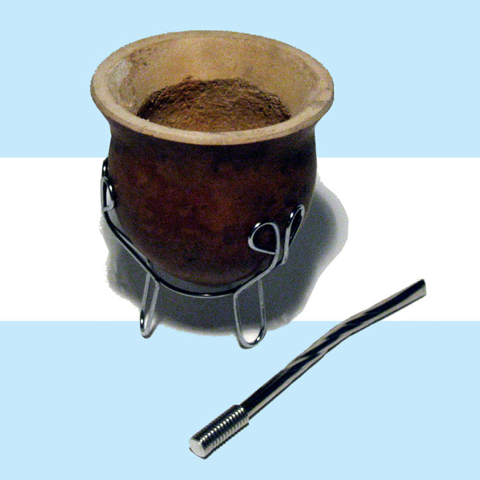 ARGENTINA MATE GOURD YERBA TEA WITH STRAW BOMBILLA KIT DRINK WEIGHT LOSS 0184