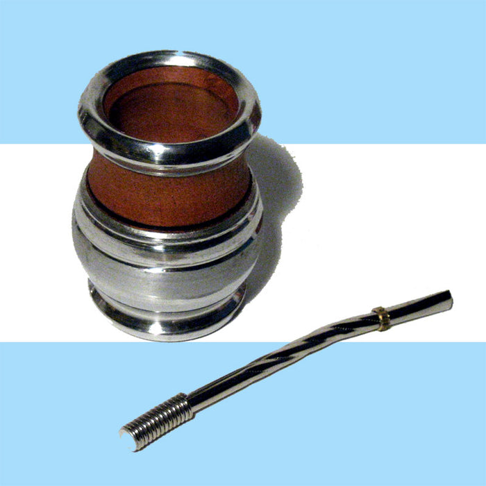 ARGENTINA MATE GOURD ALGARROBO SET YERBA TEA CUP BOMBILLA STRAW KIT DRINK 0189