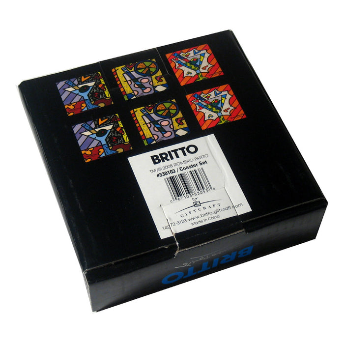New Romero Britto Coasters Cocktail Martini Set of 6 Beer Drinks Party Gift Home
